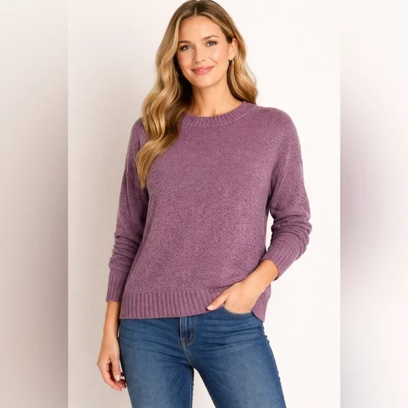 WinterSilks Women's 100% Silk Knit
Sweater Size L Purple Long Sleeve
Crewneck - Picture 1 of 9